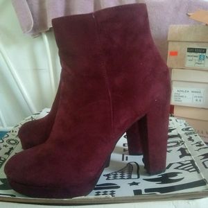 Bamboo Maroon Suede Platforms